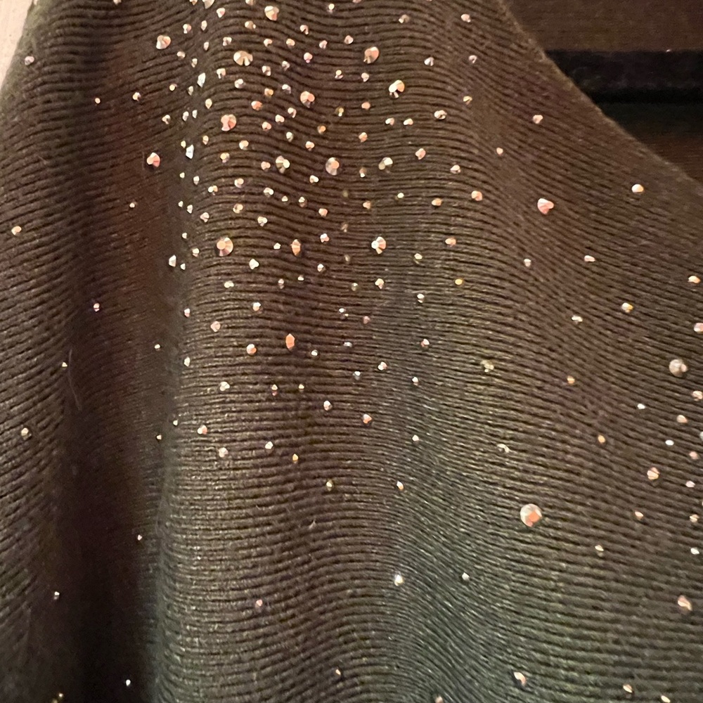 Milano Off-the-Shoulder Sweater with Rhinestone Accents - Black